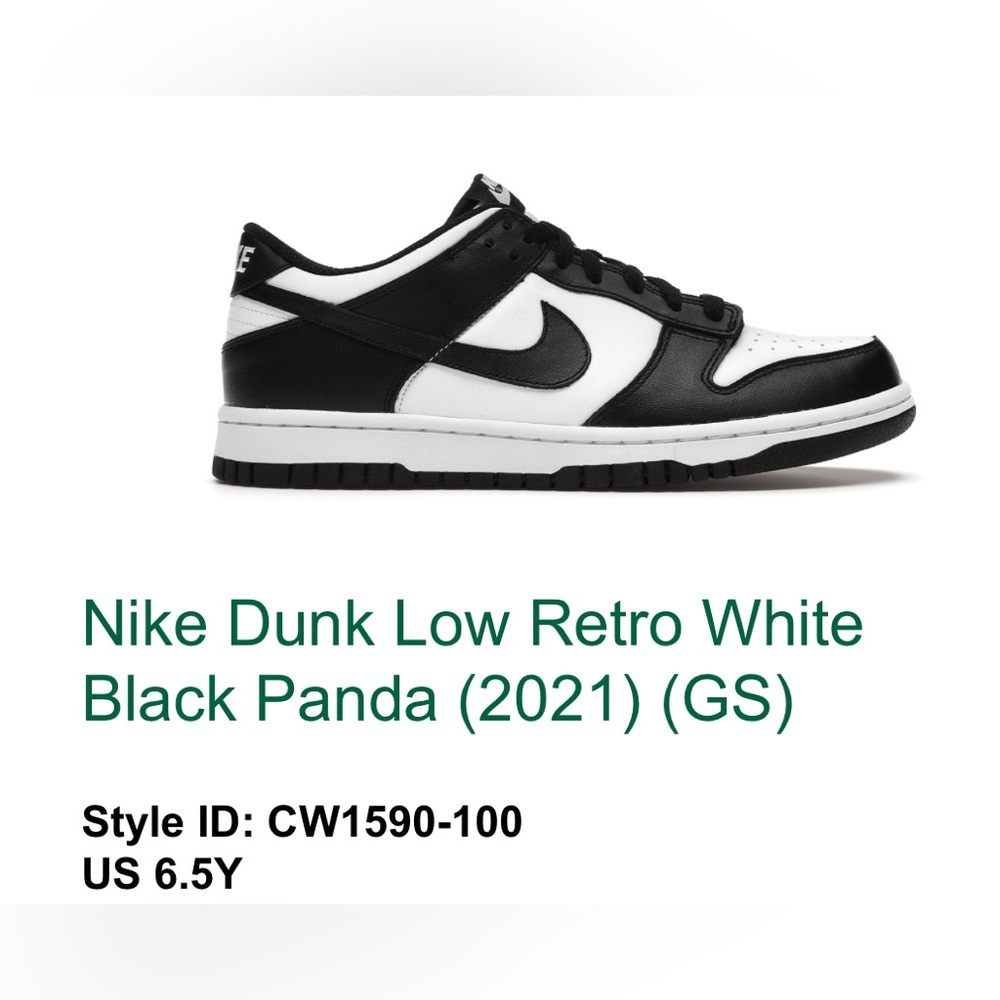 Nike Dunk Low Retro White Black Panda (2021) (GS)
Style ID: CW1590-100 size 6.5y